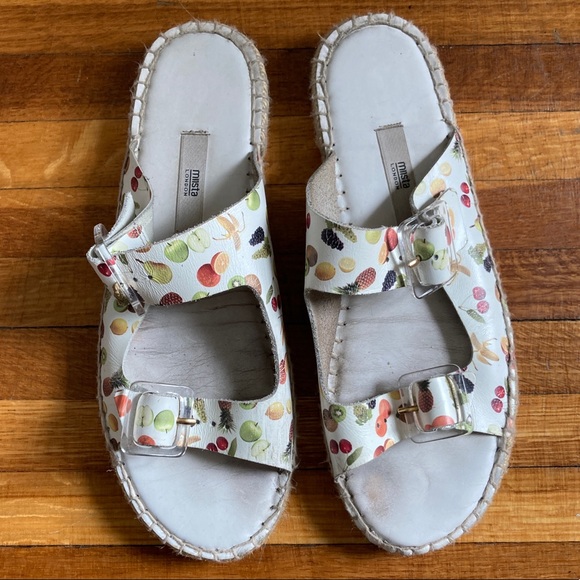 Miista Fruit print espadrille sandal slides - Picture 1 of 3